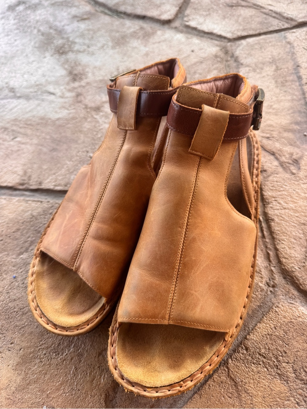 Naot Verbena Leather Ankle Strap Open Toe Comfort Wedge Sandals Tan Brown EU 40 - Picture 12 of 13